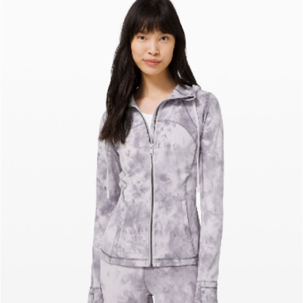 Lululemon Gray & White Zip-Up Define Jacket with Hood